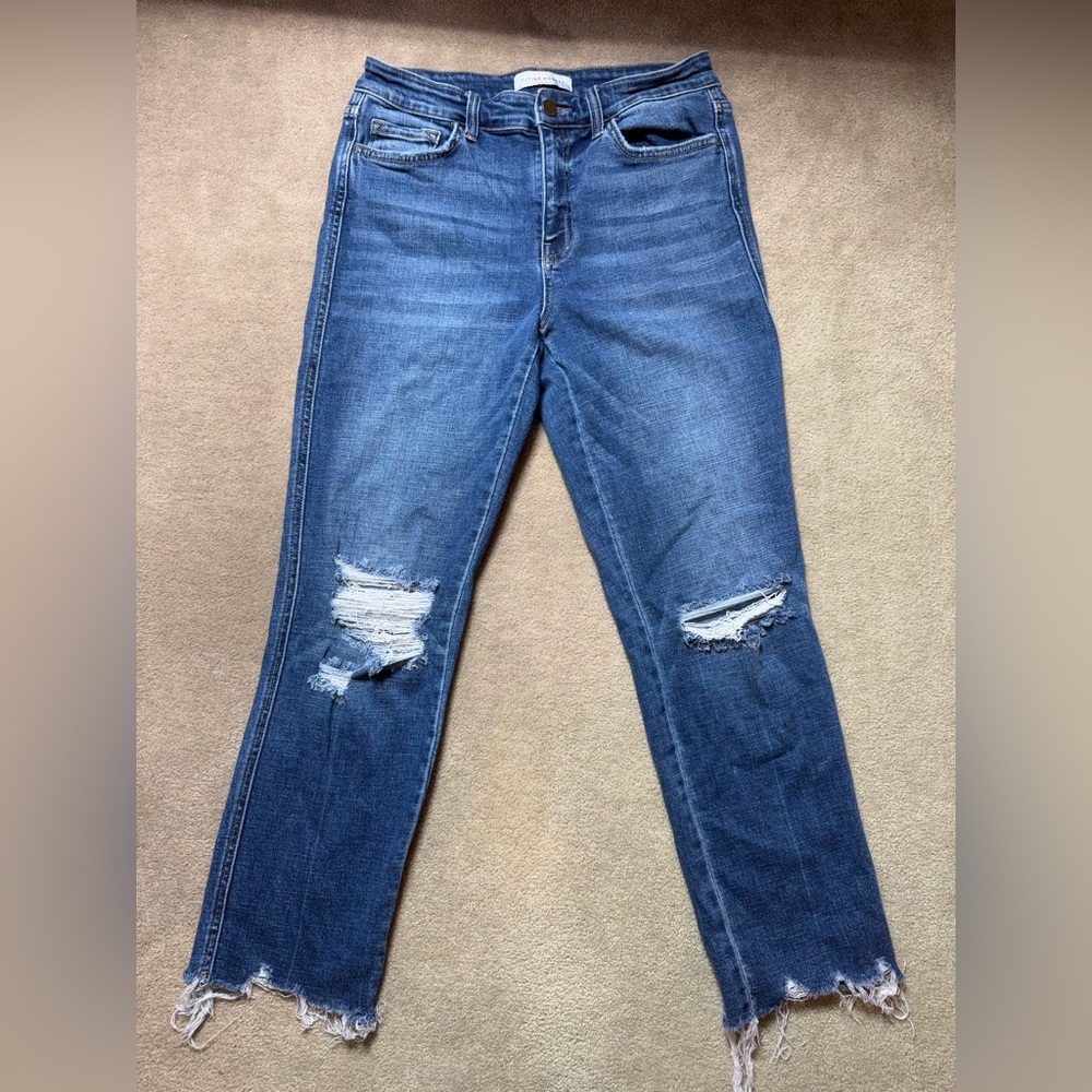 Flying Monkey Ripped Straight Leg Jeans - Blue